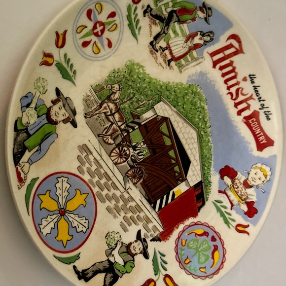 Vintage Amish Folk Art Plate, Collectible & Rustic Home Decor, Good Condition - Picture 8 of 14